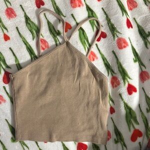 Zara Tan Ribbed Tank Top